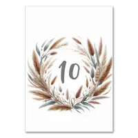 Rustic Pampas Beach Coastal Botanical Table Number