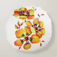 Hand-Painted Elegant Sparaxis with White Round Pillow