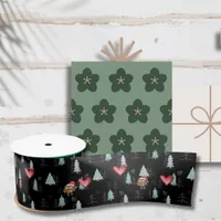 Ugly Sweater Cute owl & heart Satin Ribbon