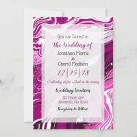 Magenta and White Fluid Art Wedding  Invitation