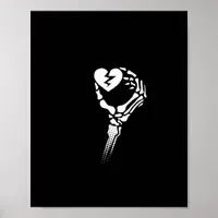 Skeleton Hand Holding Heart Simple Expression Poster