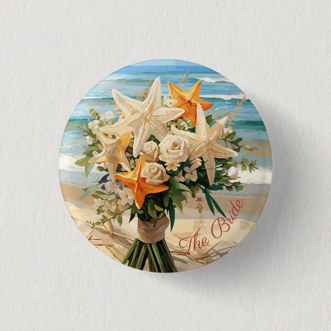 Beach Wedding Starfish Bouquet Button