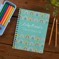 Personalized Rainbow Pattern Sketchbook Notebook