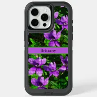 Purple Violet Floral Custom Name Mosaic Pattern iPhone 15 Pro Max Case