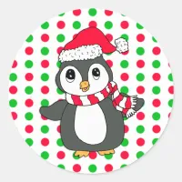 Christmas Penguin Holidays Classic Round Sticker