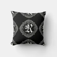 Elegant Goth Initial R Throw Pillow