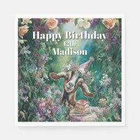 Happy Birthday Nubian Goat Garden Flowers Napkins