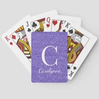Sparkle Purple Glitter | Girly Monogram Poker Cards