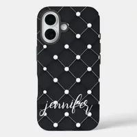 Black and White Elegant Dotted Pattern iPhone 16 Case