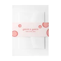 Pink Circles Groovy Retro Wedding Invitation Belly Band