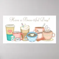 Cute Hand drawn Whimsical Coffee and Hot Cocoa Poster