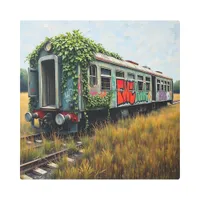 Ivy and Graffiti  Covered Abandoned Train  Metal Print