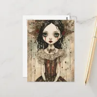 Cute Vampire Doll Mixed Media Postcard