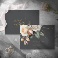 Floral Drama Wedding Charcoal ID1022 Save The Date