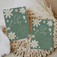 Oh Baby Daisy Sage Green Baby Shower Invitation