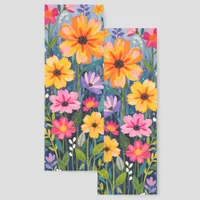 Whimsical Pink Purple Yellow Flowers Two-sided Bookmarks