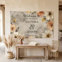 Boho Terracotta Floral Gold Dust Wedding Welcome Banner