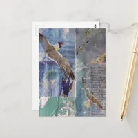 Birds mixed media collage postcard
