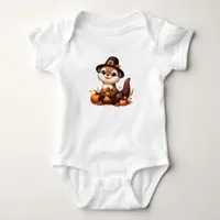 Funny Cute Thankful Otter Thanksgiving Baby Bodysuit