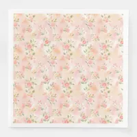 Abstract Watercolor Small Peach Pink Flowers Paper Dinner Napkins