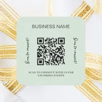 Sage green business name qr code square sticker