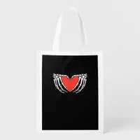 Skeleton Hands Forming Heart Creepy Gothic Grocery Bag