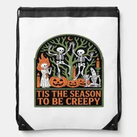 Tis The Season To Be Creepy Drawstring Bag