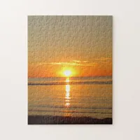 Orange Cape Cod Sunset over the Beach Jigsaw Puzzle