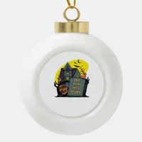 Eat Drink And Be Scary Classic Simple Ceramic Ball Christmas Ornament