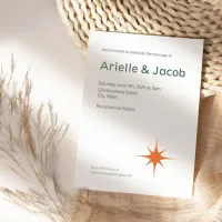 White, Green, Orange Mid Century Modern Starburst Invitation