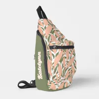 Tropical Chic Pink and Green Personalized Sling Bag