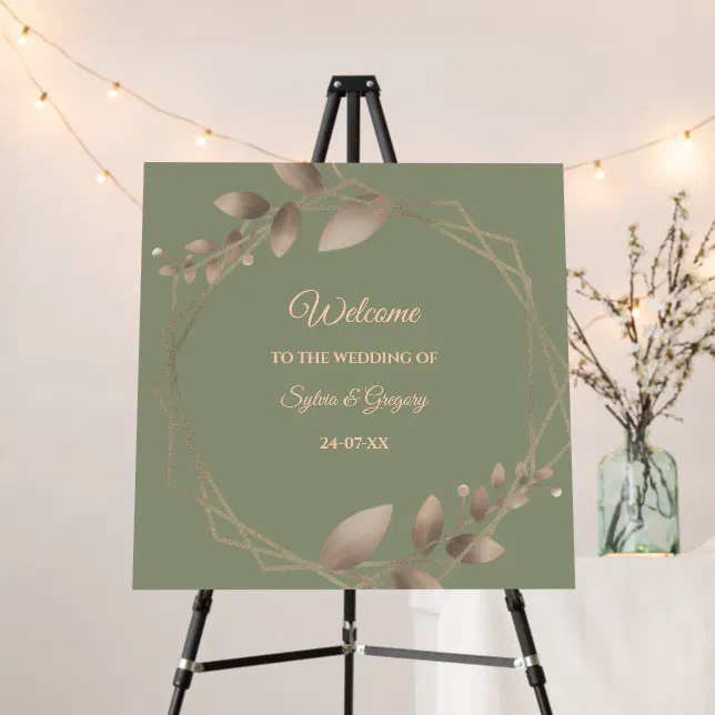 Modern Simple botanical elegant sage green gold  Foam Board