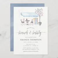 Paris Cafe Watercolor Brunch and Bubbly Invitation