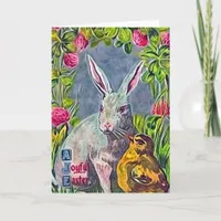 A Joyful Easter Rabbit and Chick Holiday Card