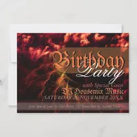 Fire Passion Waves Birthday Party  Art Invitation