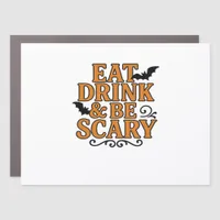 Eat Drink And Be Scary Halloween Vintage Graphic Car Magnet