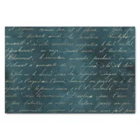 Teal Grunge Vintage Calligraphy Tissue Paper