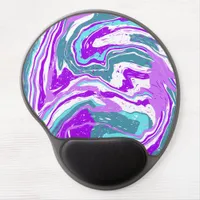 Purple, Teal, Turquoise Marble Fluid Art    Gel Mouse Pad