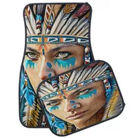 Native Indian Woman With Tribal Heritage Car Floor Mat