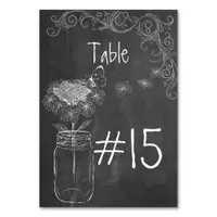 CHALKBOARD MASON JAR GARDEN WEDDING TABLE CARD