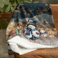 Christmas Magic with Snowman and Friends Fleece Blanket