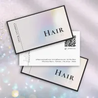 Stylish Holographic Silver Hairdresser  Business Card