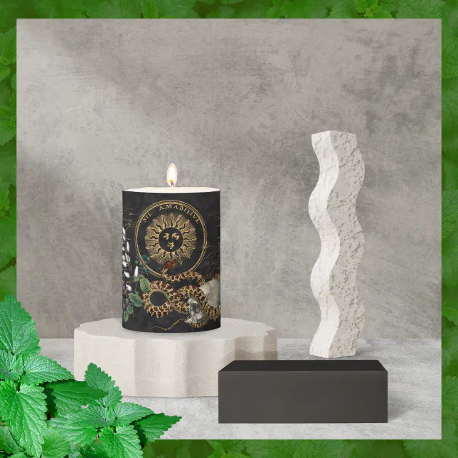 Snake and Berries Pillar Candle