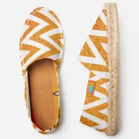 Horiz Zigzag Faux Copper Glitter Pic Pattern, ZEA Espadrilles