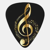 Black and Gold Musical Note Guitar Pick