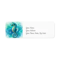 Seahorse Under the Sea Coastal Beach Label