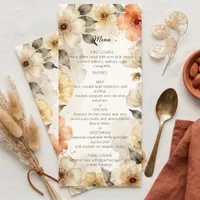 Watercolor Terracotta and Peach Floral Wedding Menu