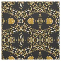 Abstract Ethnic Luxury Arabesque Gold and Black Fabric
