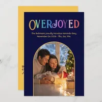 Golden Glow Xmas Baby Birth Announcement Photo