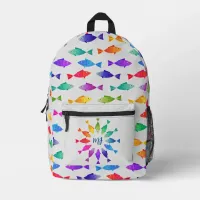 Rainbow fish in ocean cute colorful pattern printed backpack